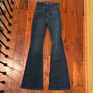We The Free Dark Blue High-Rise Flare Jeans